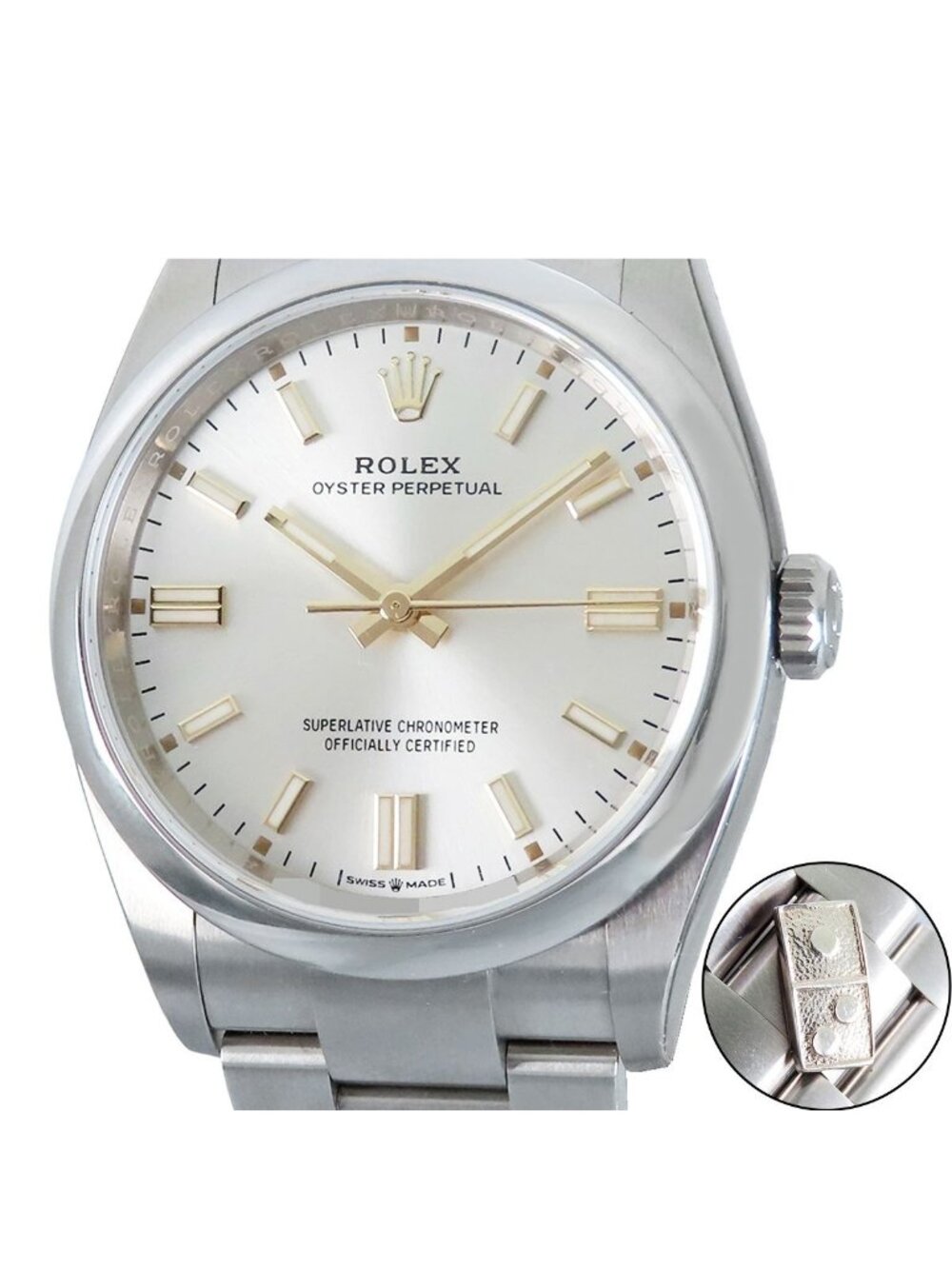 Rolex Oyster Perpetual Silver SS 36 Domino's Pizza Collaboration Name Bracelet